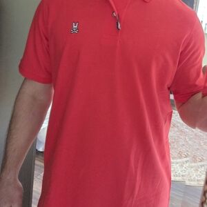 Psycho Bunny Men's Red Polo with Embroidered Logo